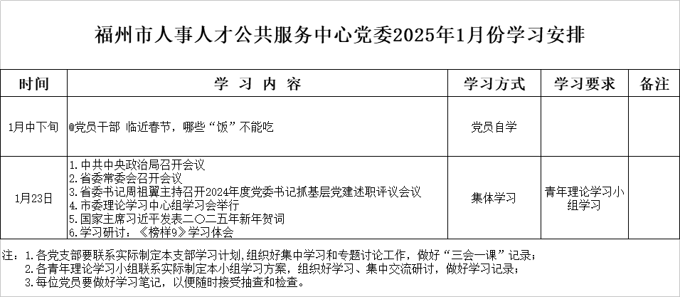 福州市人事人才公共服務(wù)中心黨委2025年1月份學(xué)習(xí)安排.png